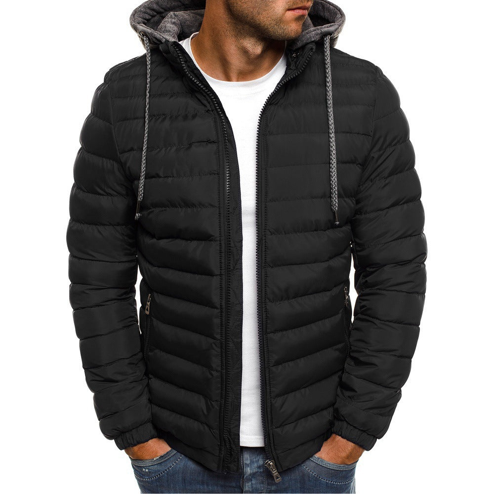 Men's quilted transition jacket with hood and practical zipper Lune London