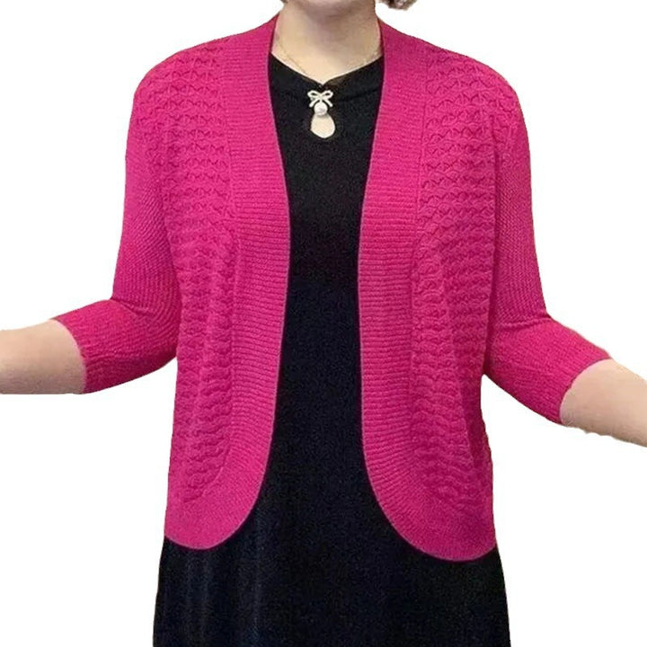 Knit jacket for women with 3/4 sleeves and a textured pattern Lune London