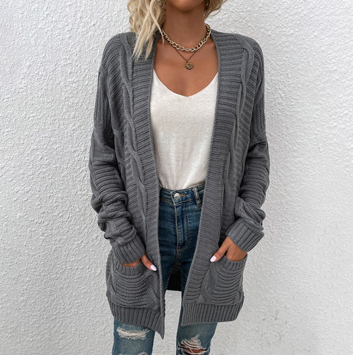 Cardigan en tricot épais pour femmes avec décolleté en V plongeant et poches pratiques Chic & Stil