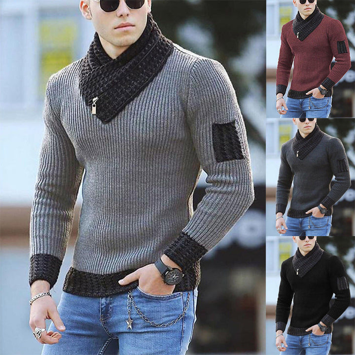 Lune London | Men's knitted pullover with modern collar and zipper