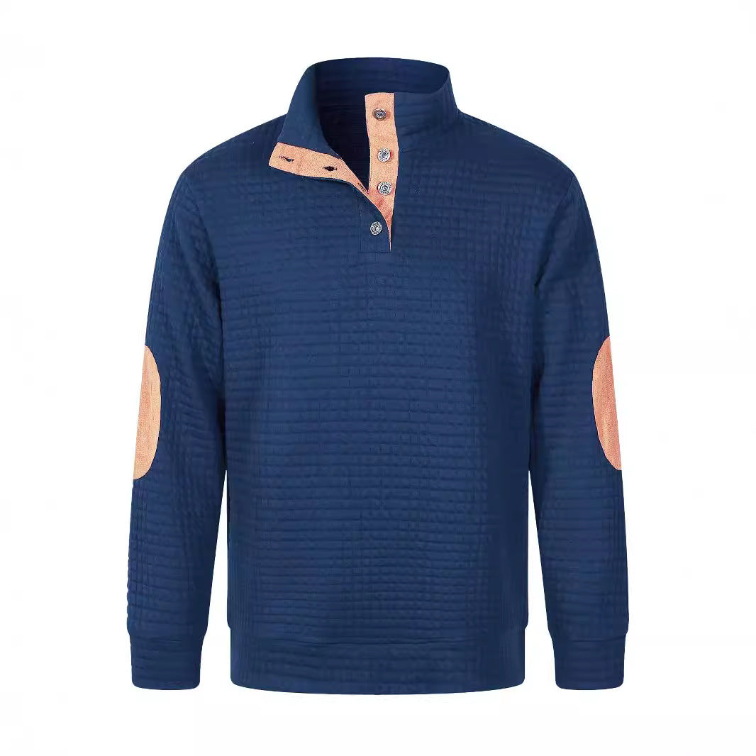 Men's Comfortable Sweatshirt with Button Placket and Contrasting Elements Lune London