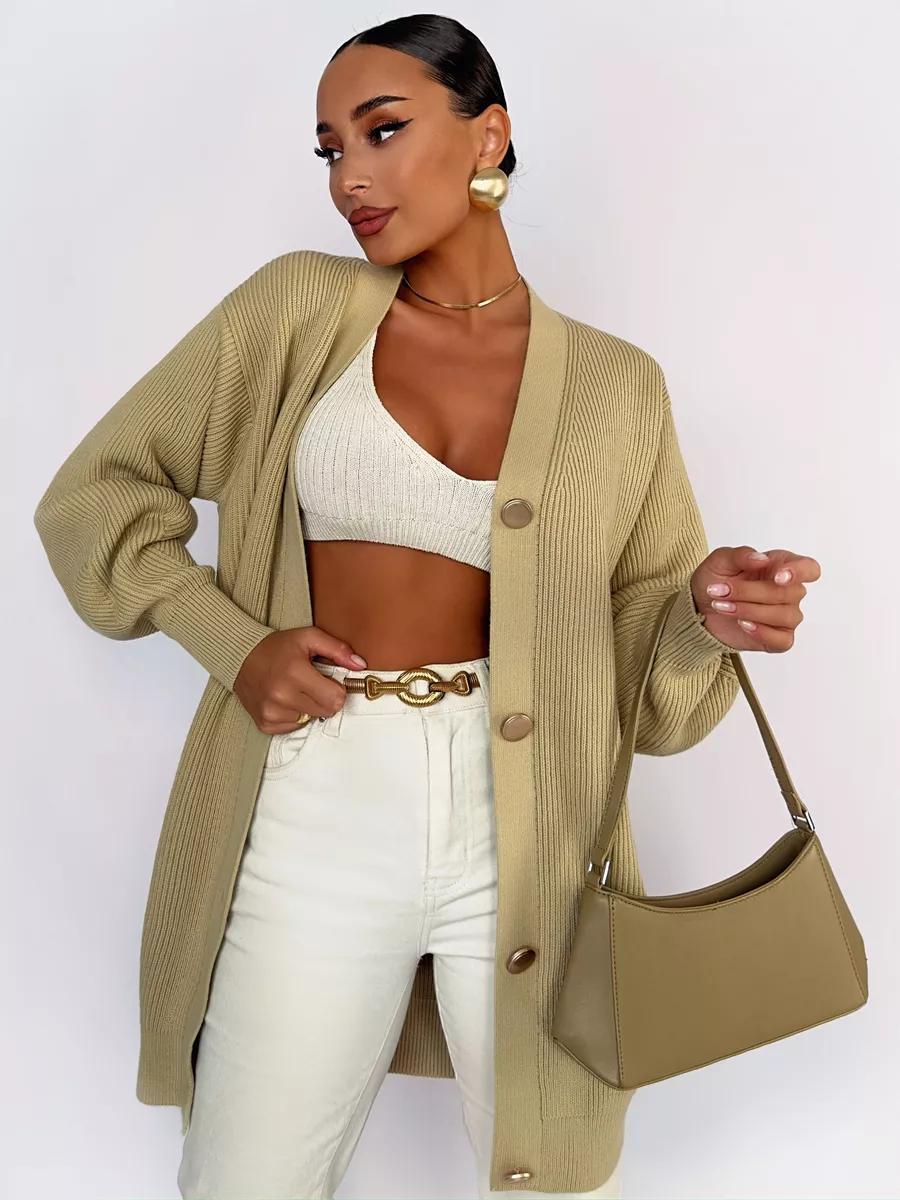 Manteau en tricot pour femmes avec coupe oversize et détails de boutons élégants Chic & Stil