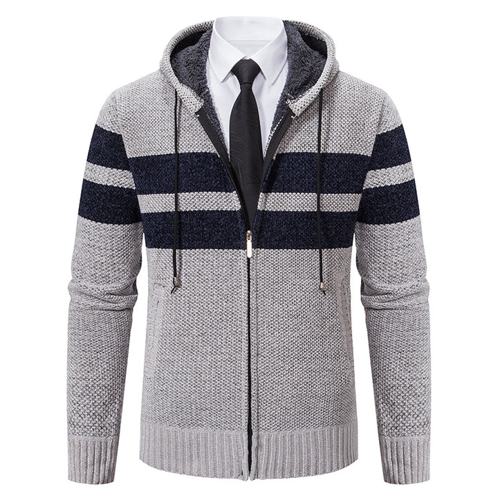 Hooded sweatshirt for men with modern zipper and practical fleece lining Lune London