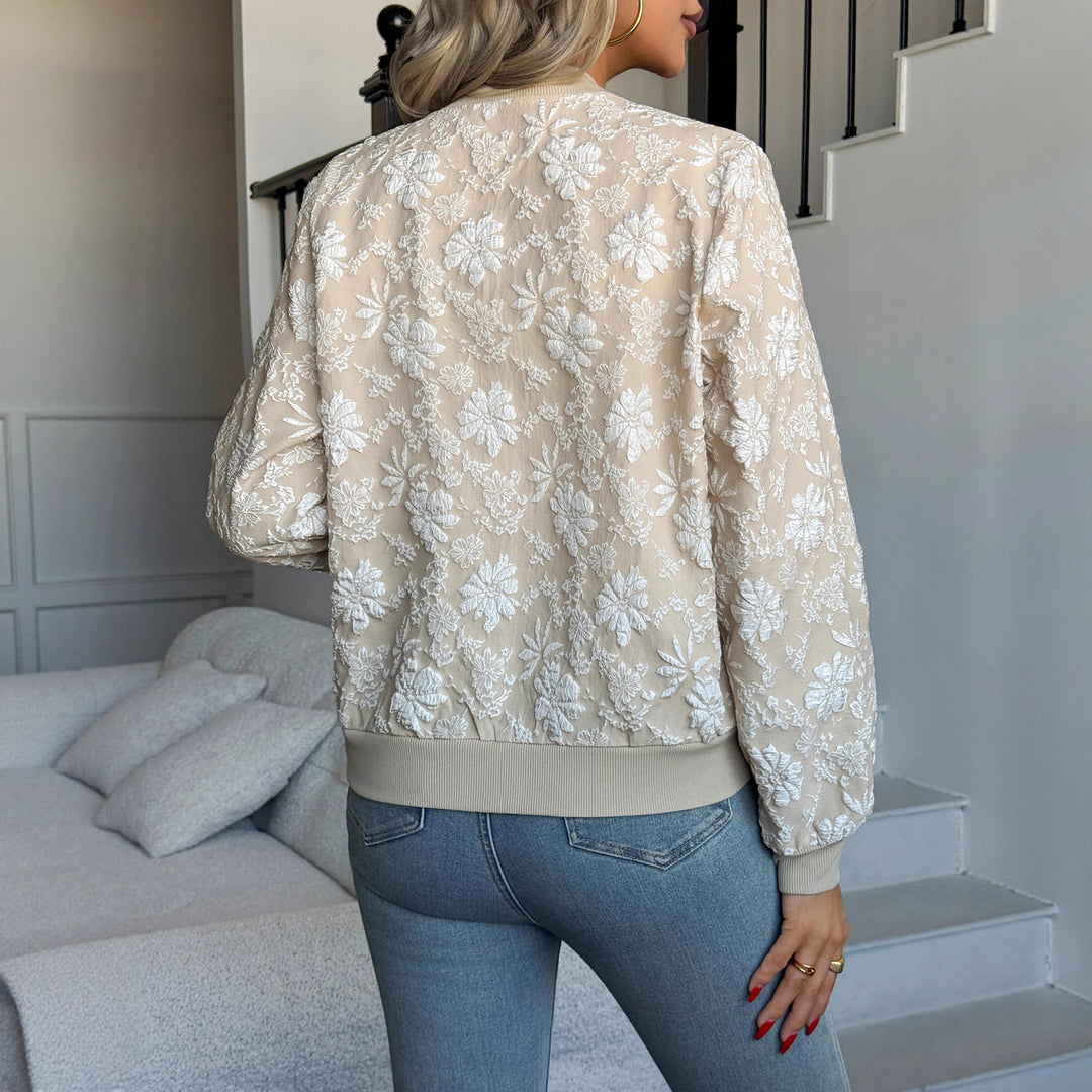 Embroidered bomber jacket for women with floral design Lune London