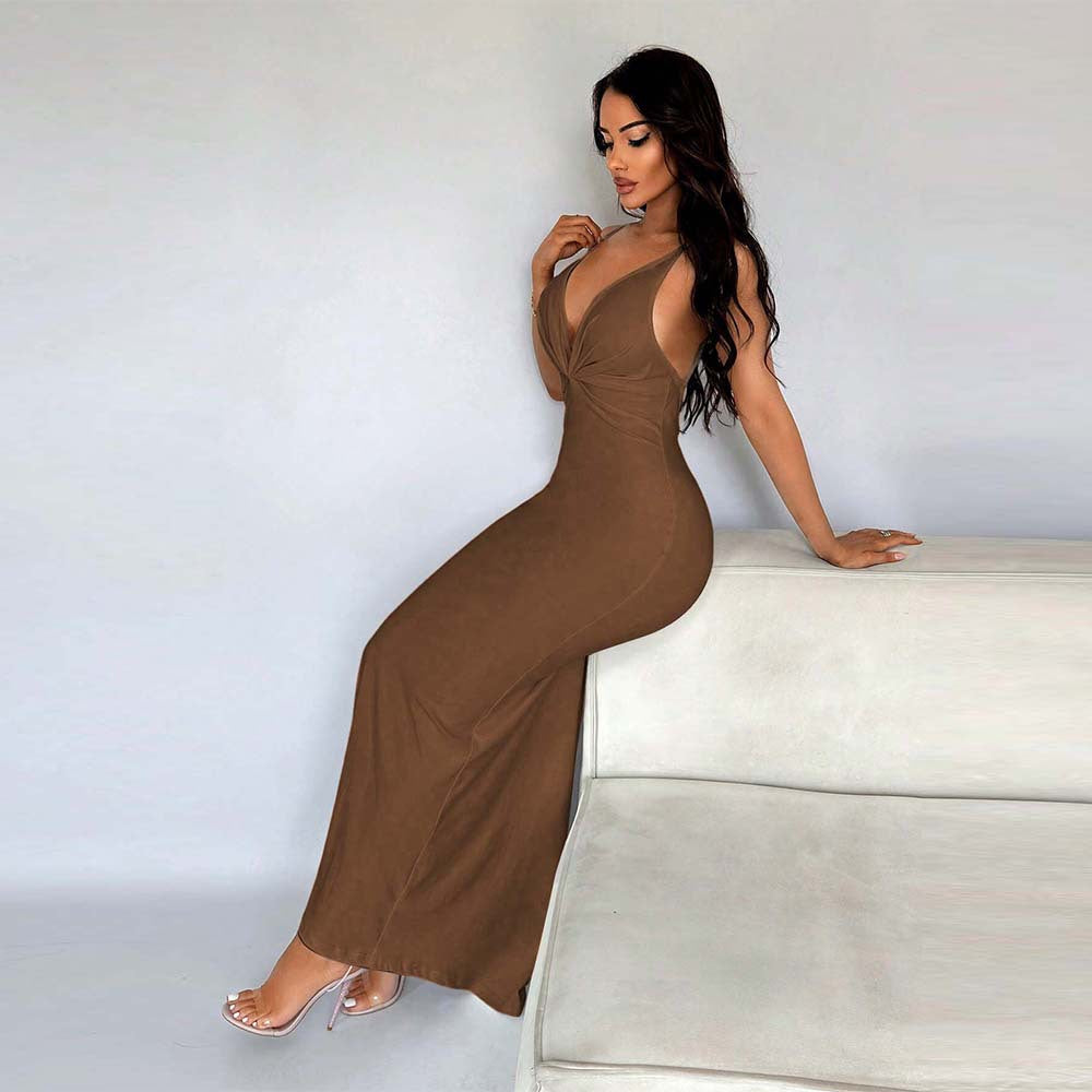 Robe maxi pour femme avec décolleté en V profond et coupe étroite Chic & Stil