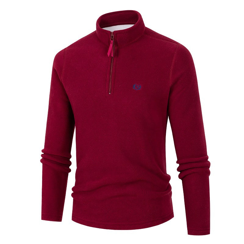 Men's fleece sweater with high collar and zip Lune London