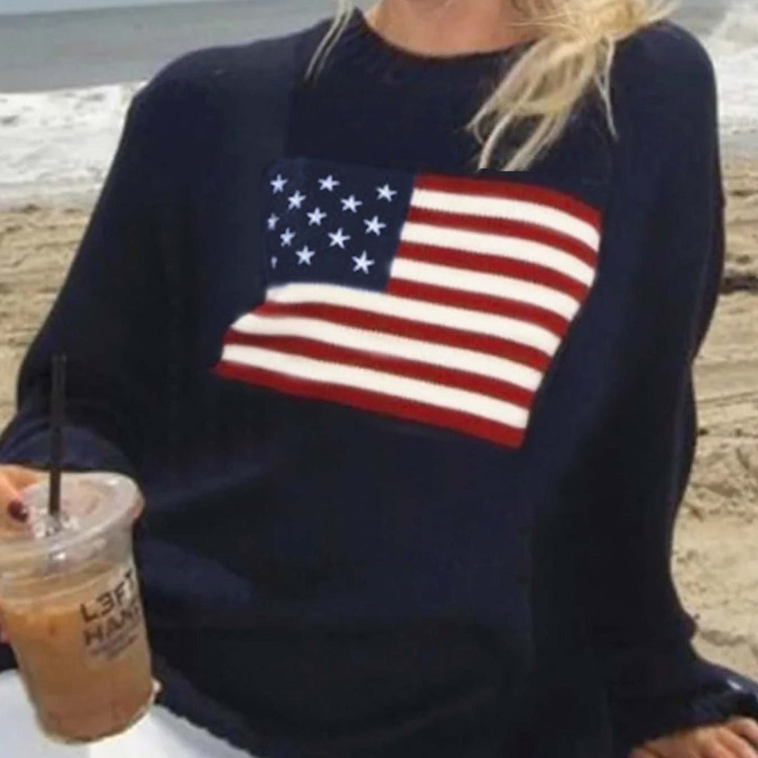 Lune London | Women's Knit Sweater with American Flag Design