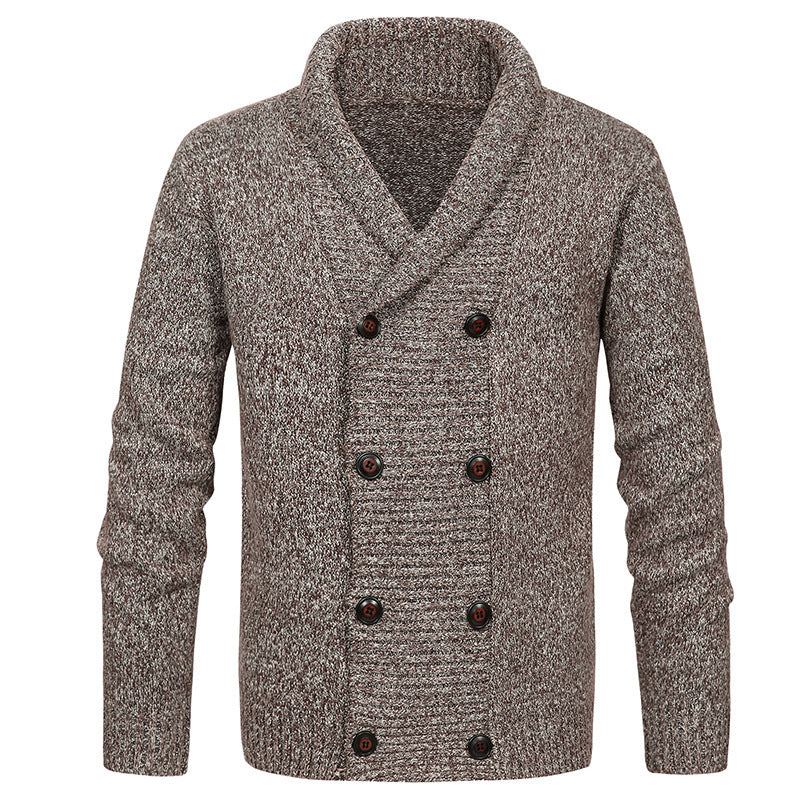 High-quality men's knitted jacket with large collar and button detail Lune London