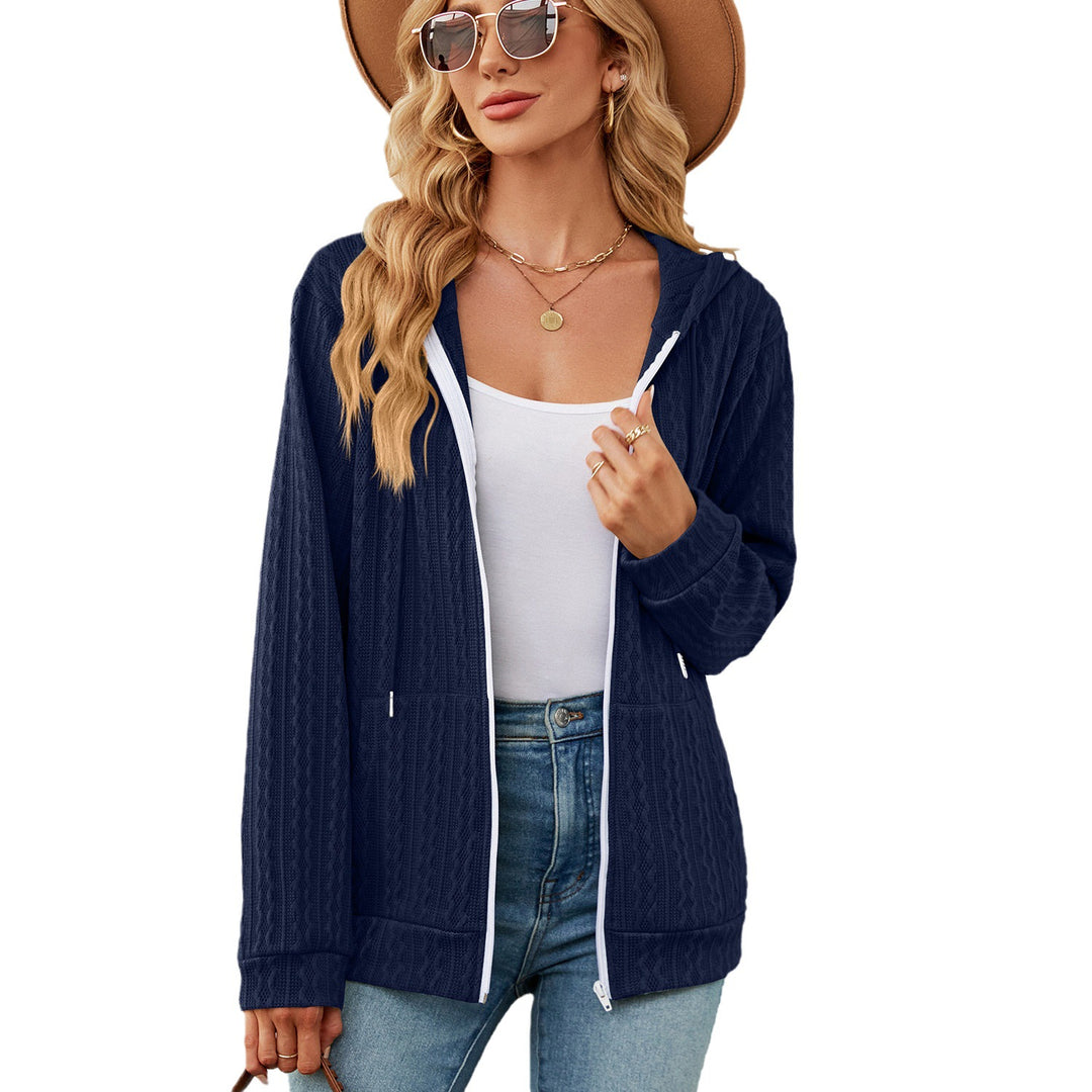 Ladies casual knitted cardigan with texture and hood Lune London