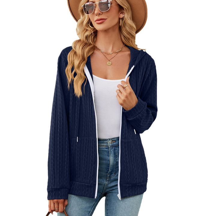 Ladies casual knitted cardigan with texture and hood Lune London