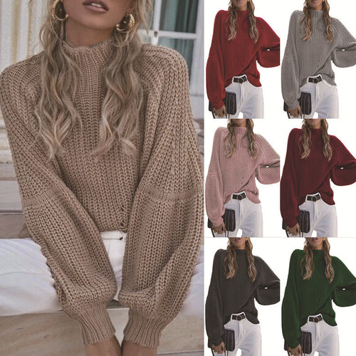 Knitted sweater for women with a loose fit and modern puff sleeves Lune London