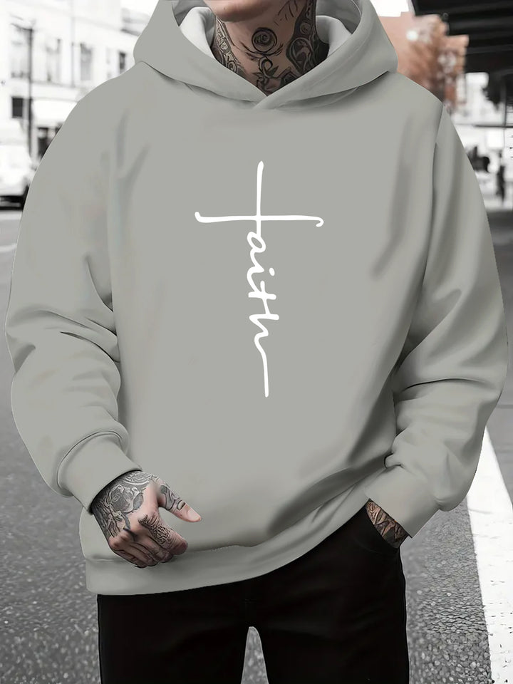 Men's hoodie with a subtle gradient of colors and an inspiring inscription Lune London