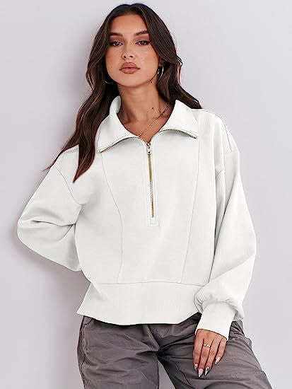 Casual sweater for women with high collar and zipper Lune London