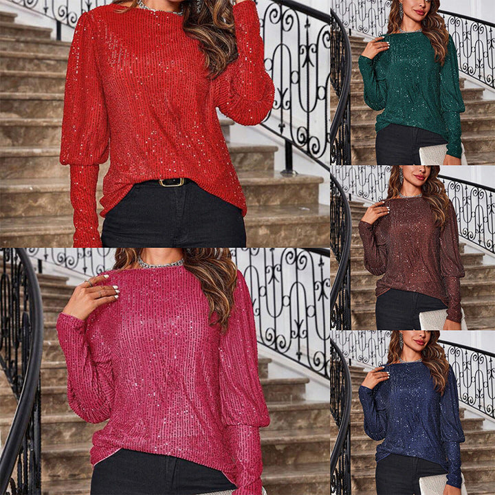 Ladies Glittering Long Sleeve Shirt with Textured Design Lune London