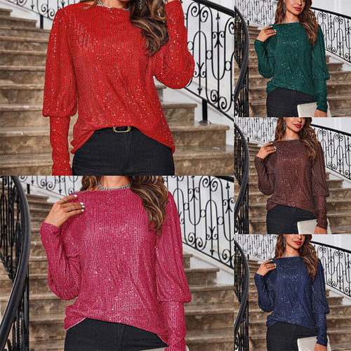 Ladies Glittering Long Sleeve Shirt with Textured Design Lune London
