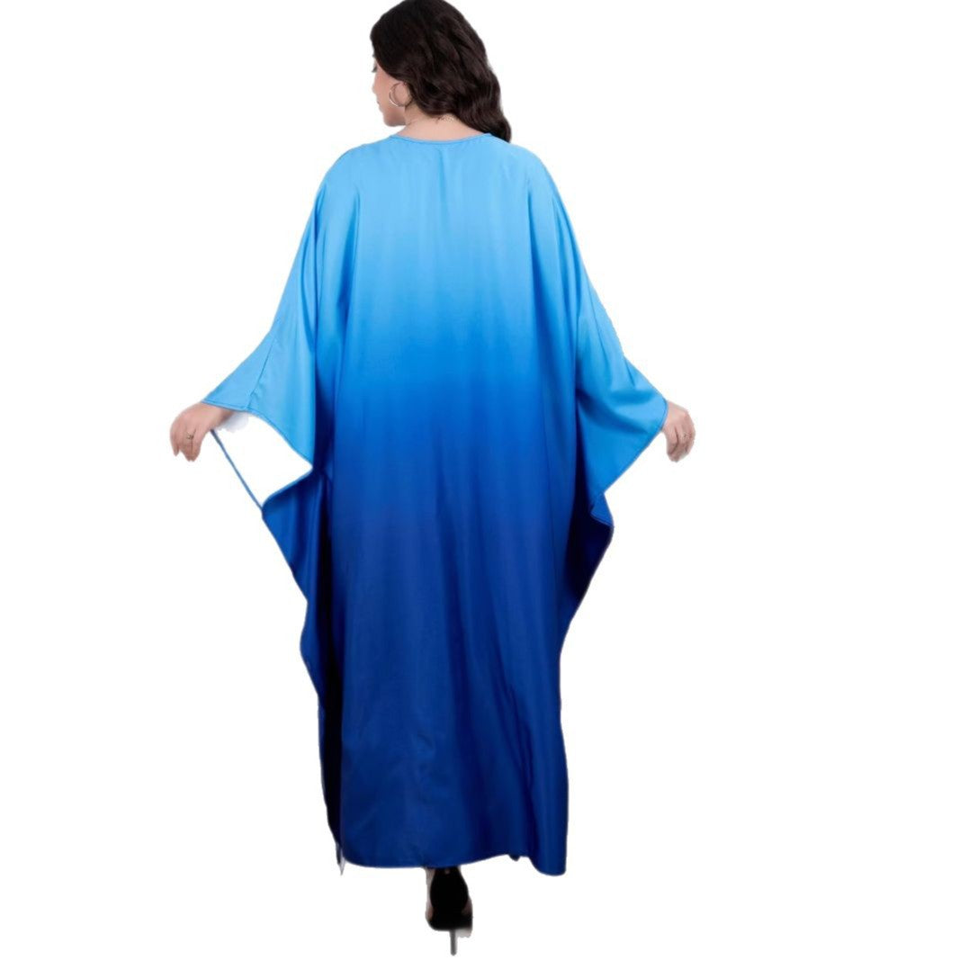 Women's maxi dress with flowing watercolor pattern and wide-cut sleeves Lune London