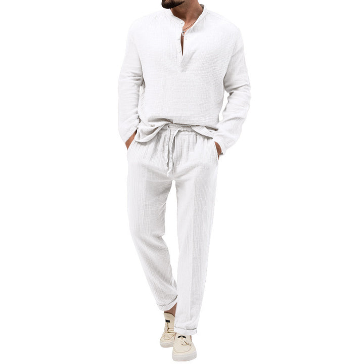 Casual men's outfit with button placket and elastic waistband Lune London