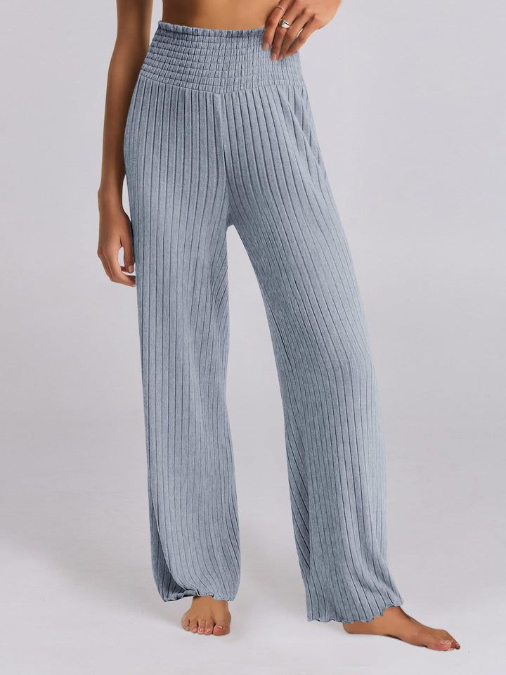 Lune London Wide Ribbed Palazzo Pants for Women