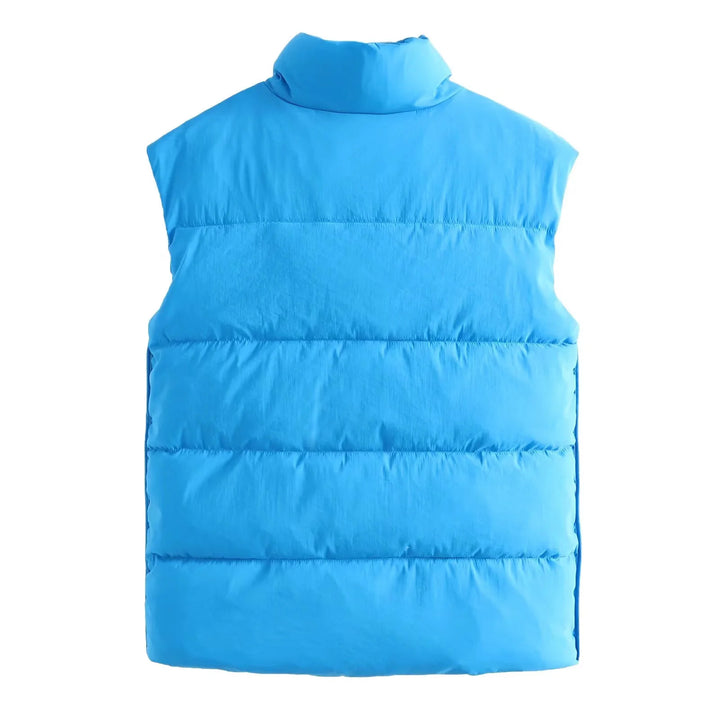 Quilted vest for women with high collar and practical pockets Lune London