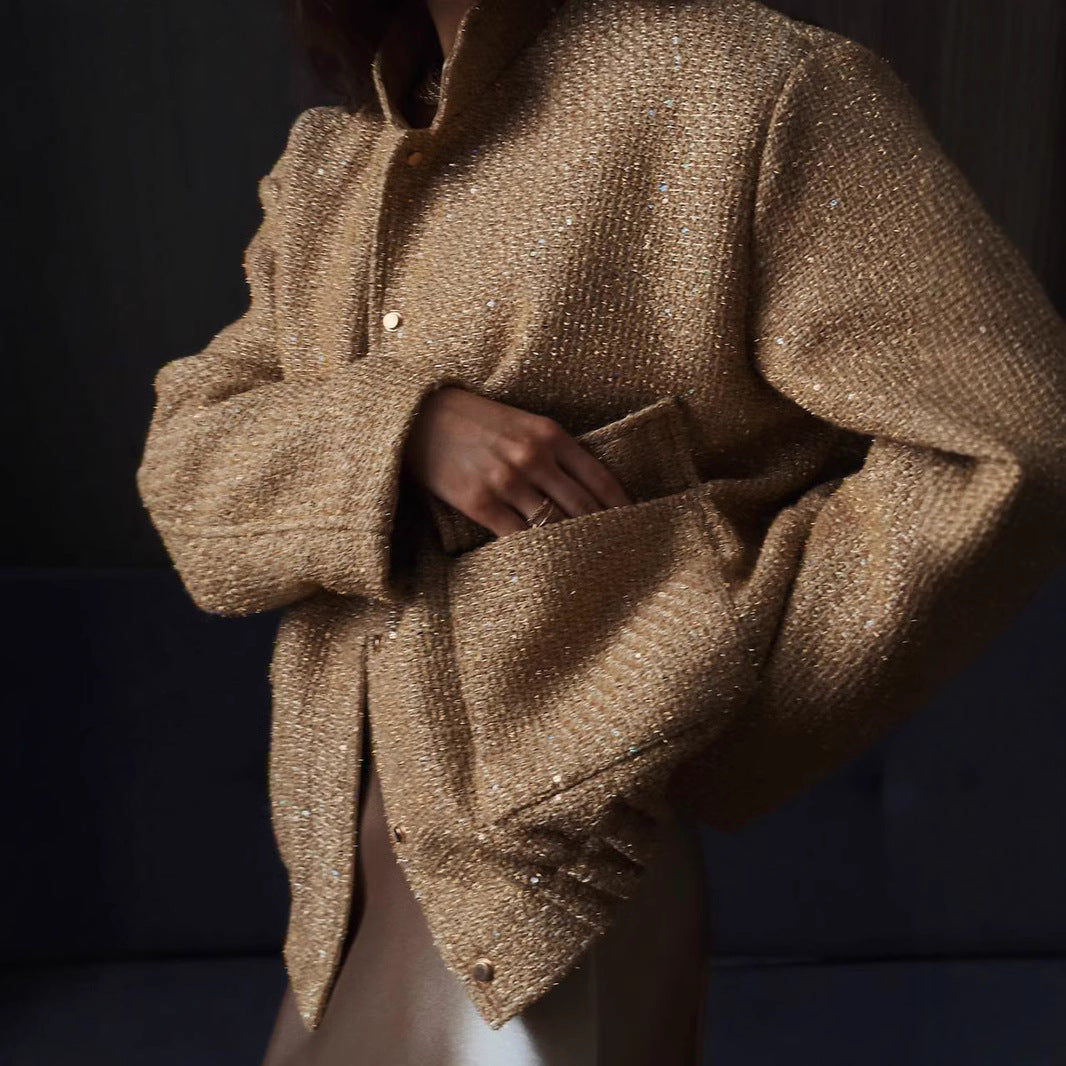 Ladies Glamour Hoodie with a sparkling structured design and practical pockets Lune London