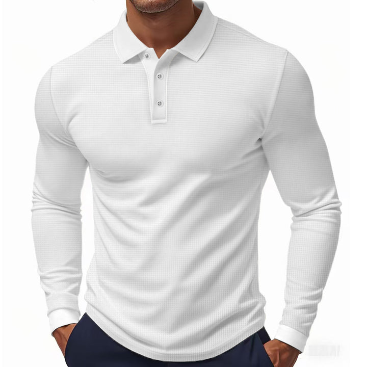 Long sleeve polo for men with textured design Lune London