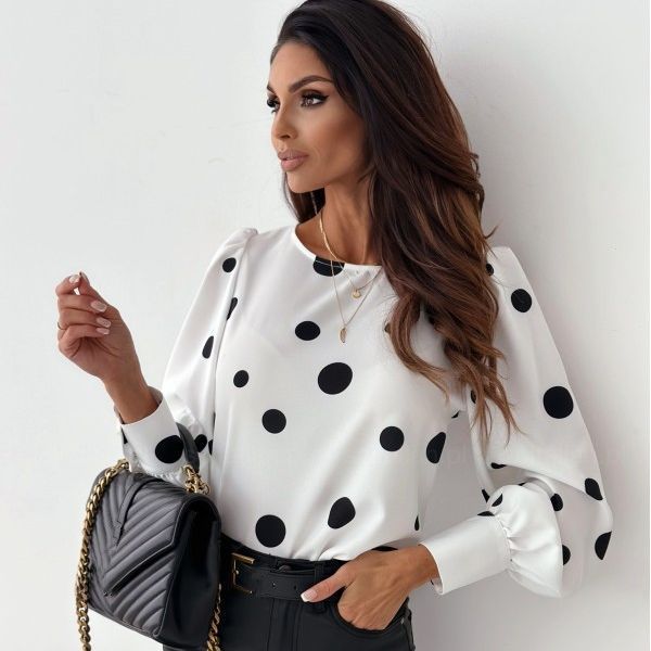 Blouse for women with puff sleeves and polka dots Lune London