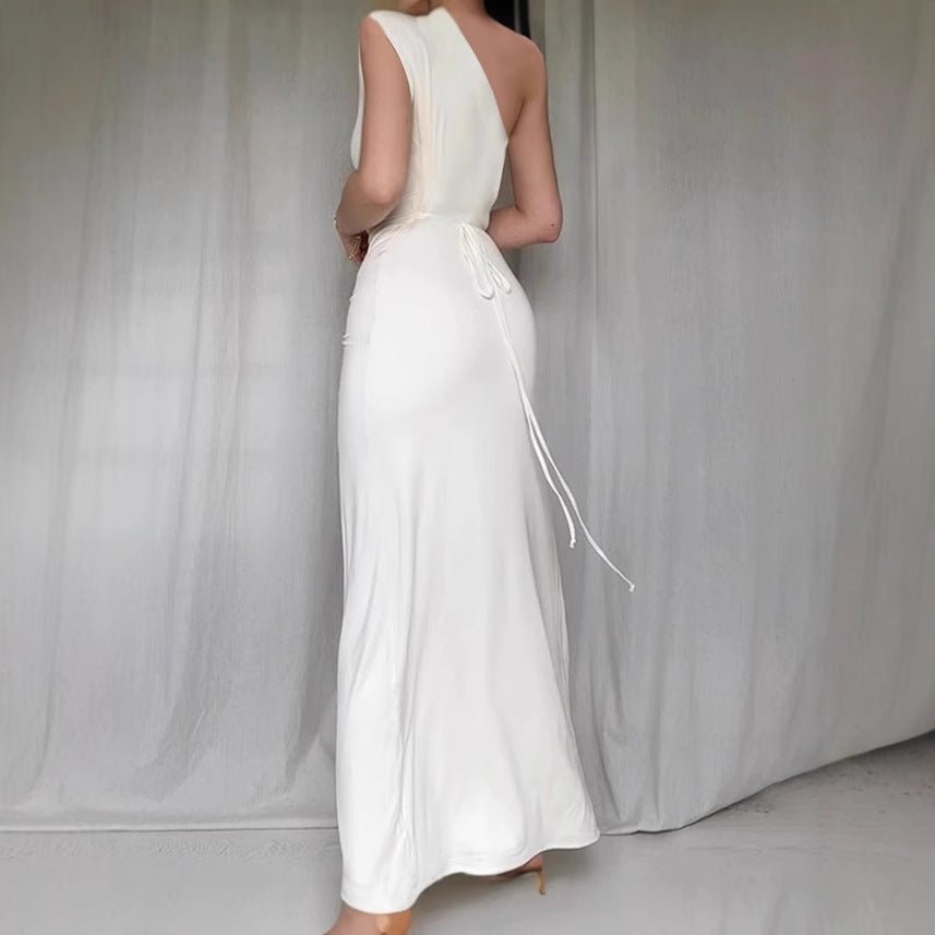 Elegant maxi dress for women with asymmetric cut and sculpting design Lune London