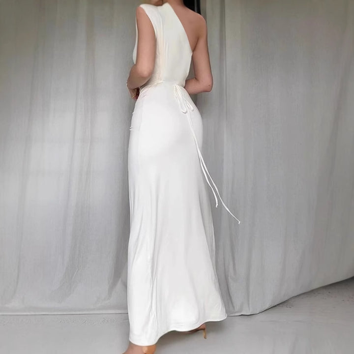 Elegant maxi dress for women with asymmetric cut and sculpting design Lune London
