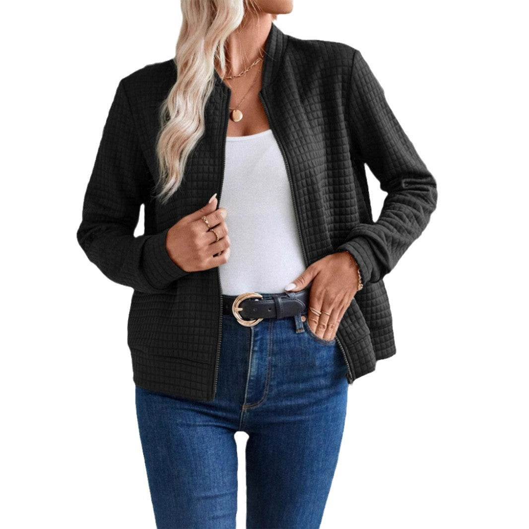 Ladies lightweight quilted jacket with high collar and full zipper Lune London