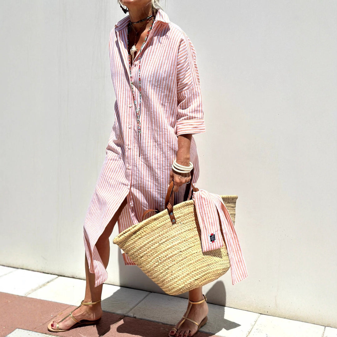Shirt dress for women with a modern lacing design and side slits Lune London