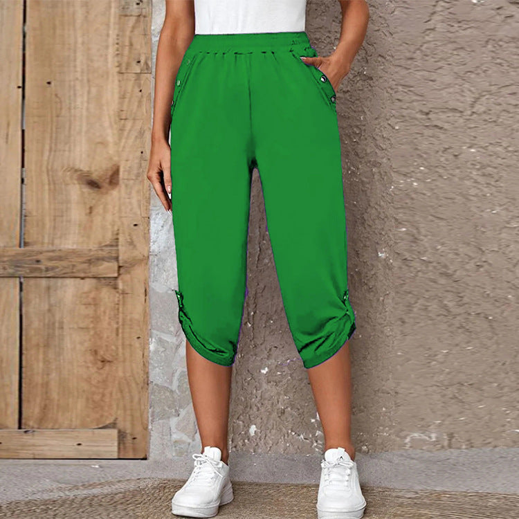 Comfortable culotte pants for ladies with decorative button details Lune London