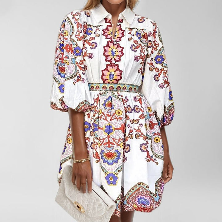 Shirt dress for women with floral pattern and elegant button placket Lune London