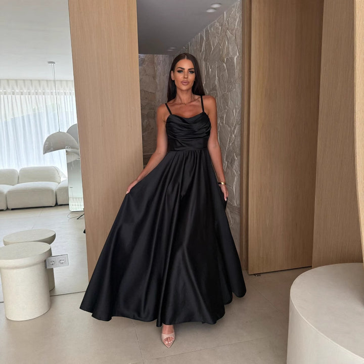 Ladies Elegant Evening Dress in Satin Lune London