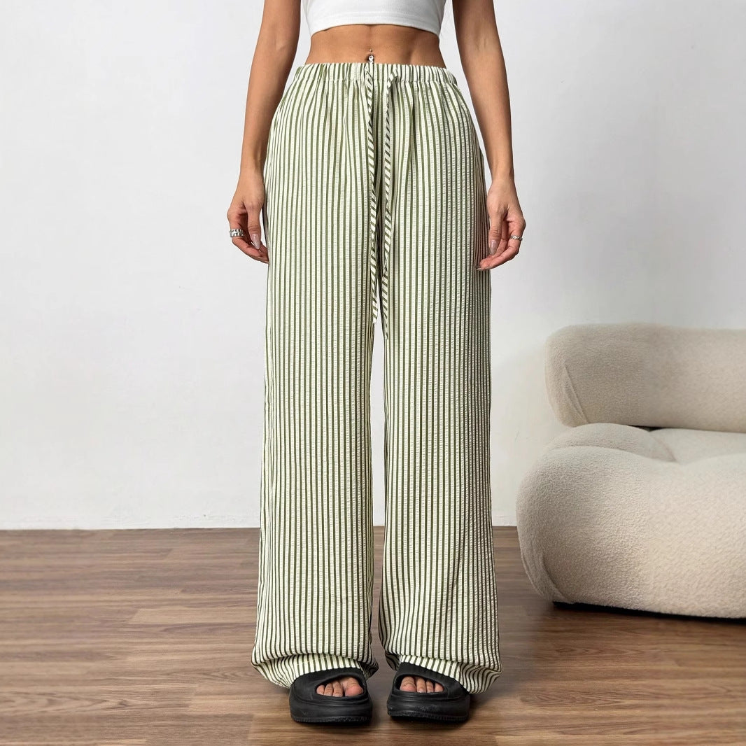 Striped casual pants for women with a loose fit and an elastic waistband Lune London