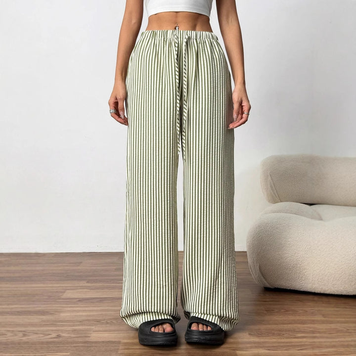 Striped casual pants for women with a loose fit and an elastic waistband Lune London