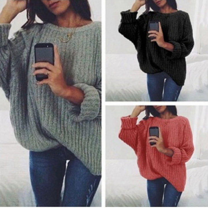 Oversized knit sweater for women with textured ribbed pattern and relaxed fit Lune London