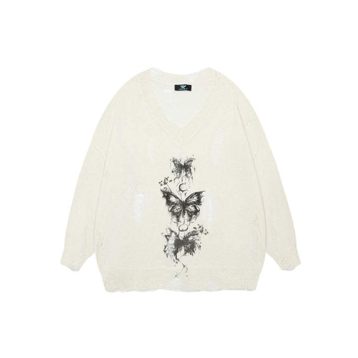 Oversized sweater for women with graphic print and faded details Lune London