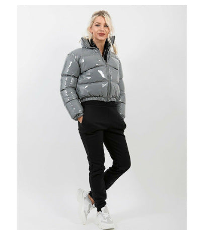 Women's Fashionable Short Quilted Jacket with Shiny Finish Lune London