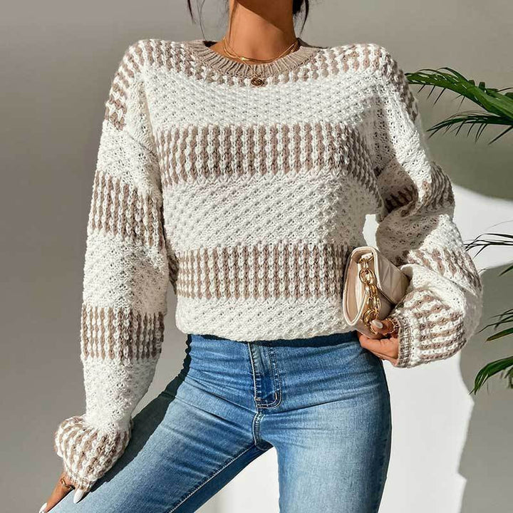 Pull en tricot pour femmes avec un motif texturé raffiné et une coupe oversized tendance Chic & Stil