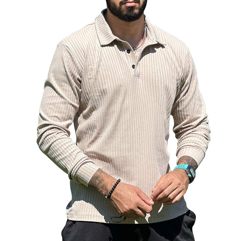 Men's Long Sleeve Polo with structured rib design and classic collar Lune London