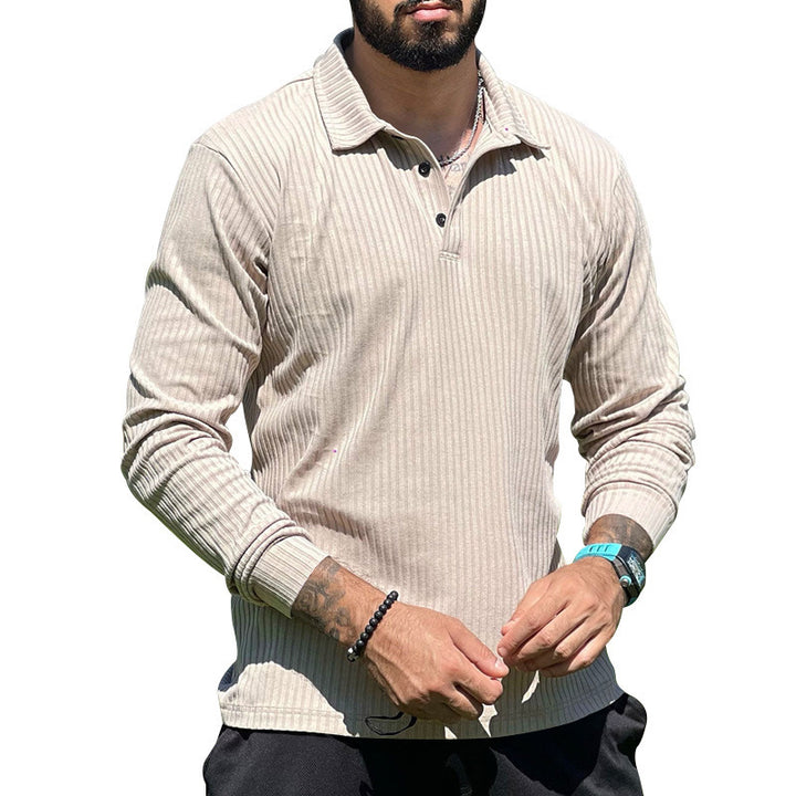 Men's Long Sleeve Polo with structured rib design and classic collar Lune London