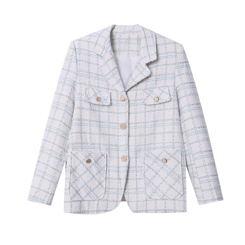 Women's Chic Tweed Jacket with Fashionable Button Details Chic & Stil