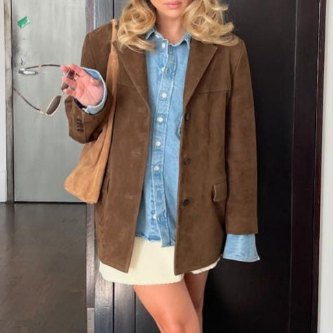 Womens Oversized Wool Blazer with Structured Sleeves Lune London