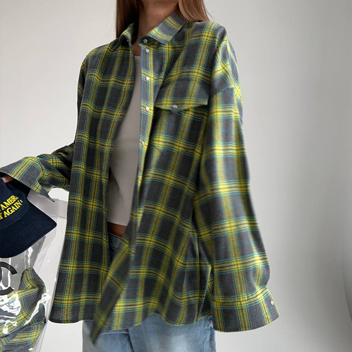 Casual plaid cotton shirt for women with a generous fit Lune London