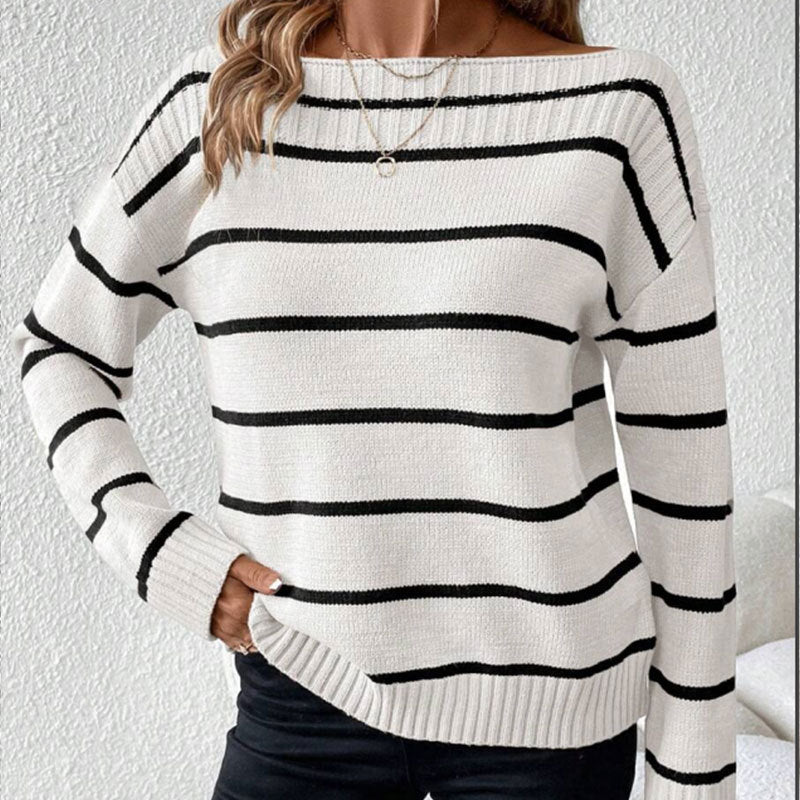 Pull décontracté pour femmes avec un design de rayures accrocheur Chic & Stil