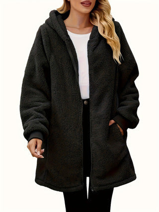 Manteau en polaire pour femmes avec poches et capuche Chic & Stil