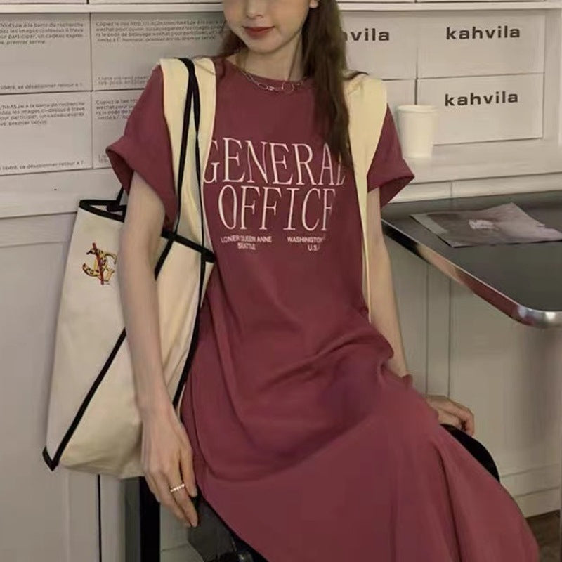 Women's Casual T-Shirt Dress with Creative Slogan Lune London
