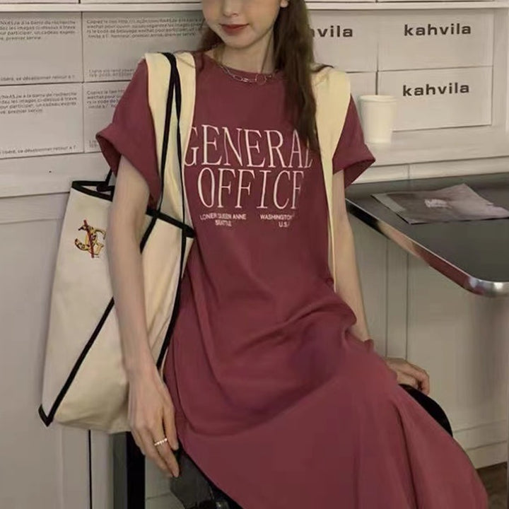Women's Casual T-Shirt Dress with Creative Slogan Lune London