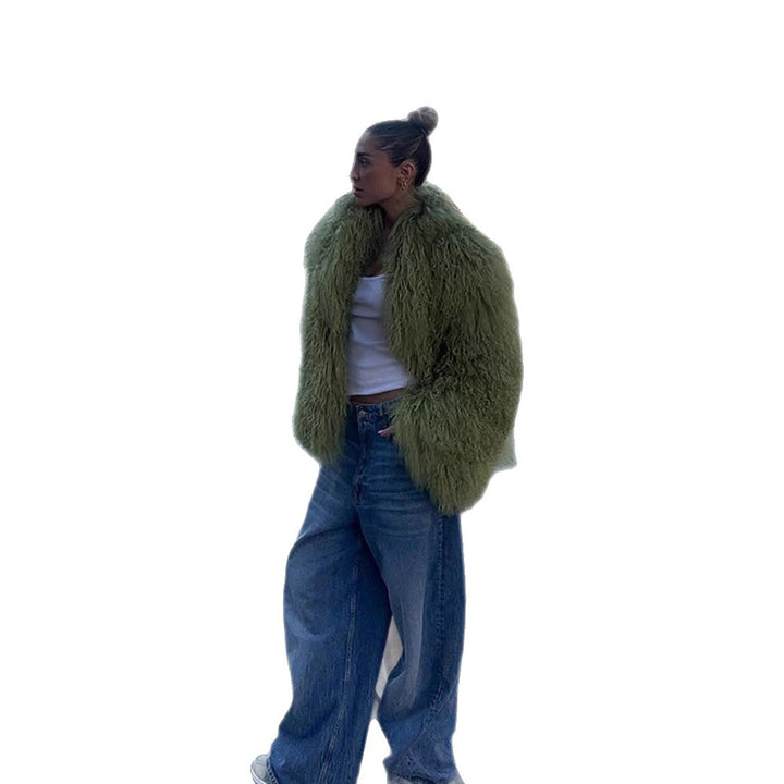 Ladies Trendy Faux Fur Coat Lune London