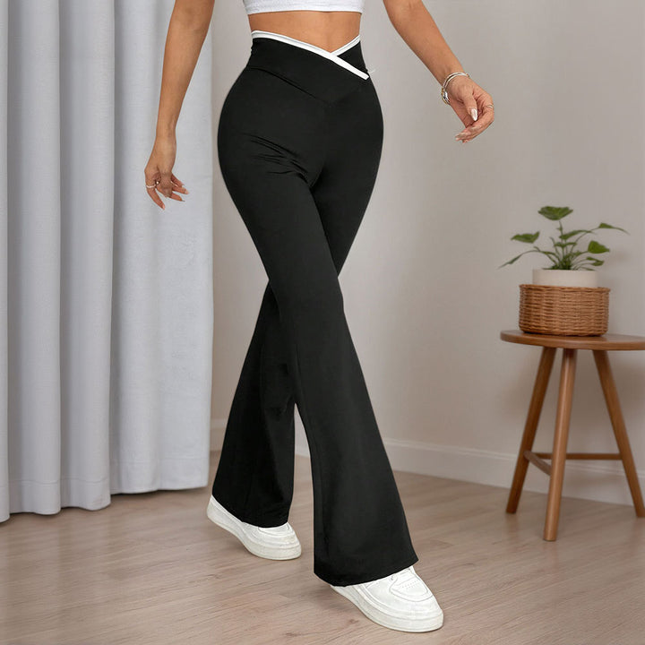 Pantalons de yoga évasés pour femmes avec taille haute et détails de surpiqûres élégants Chic & Stil